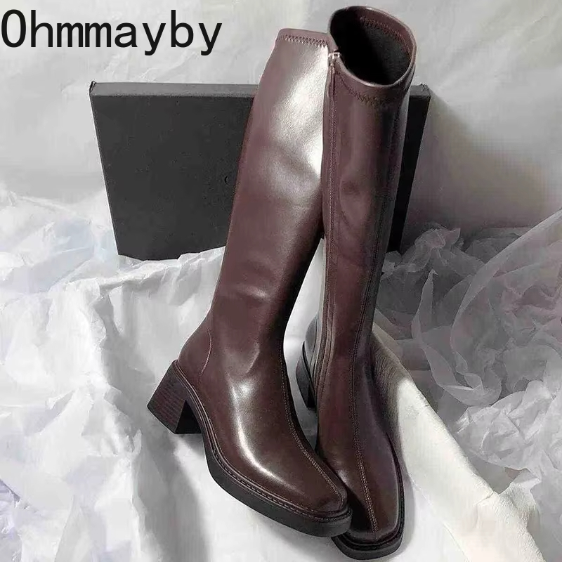 Korean Lifestyle Aesthetic - Винтажные женские сапоги до колена на